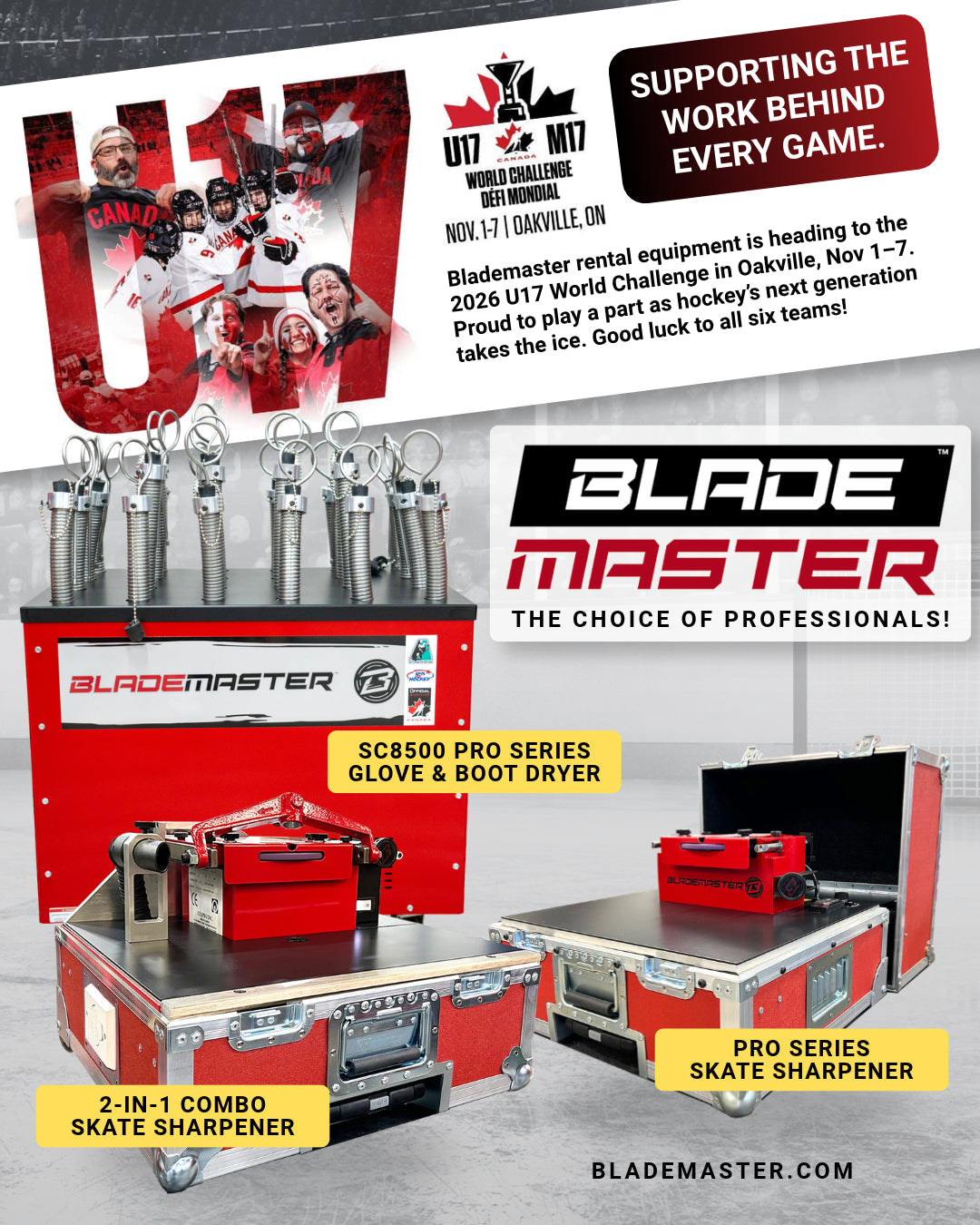 Blademaster Skate Sharpening Equipment at the 2026 U17 World Challenge