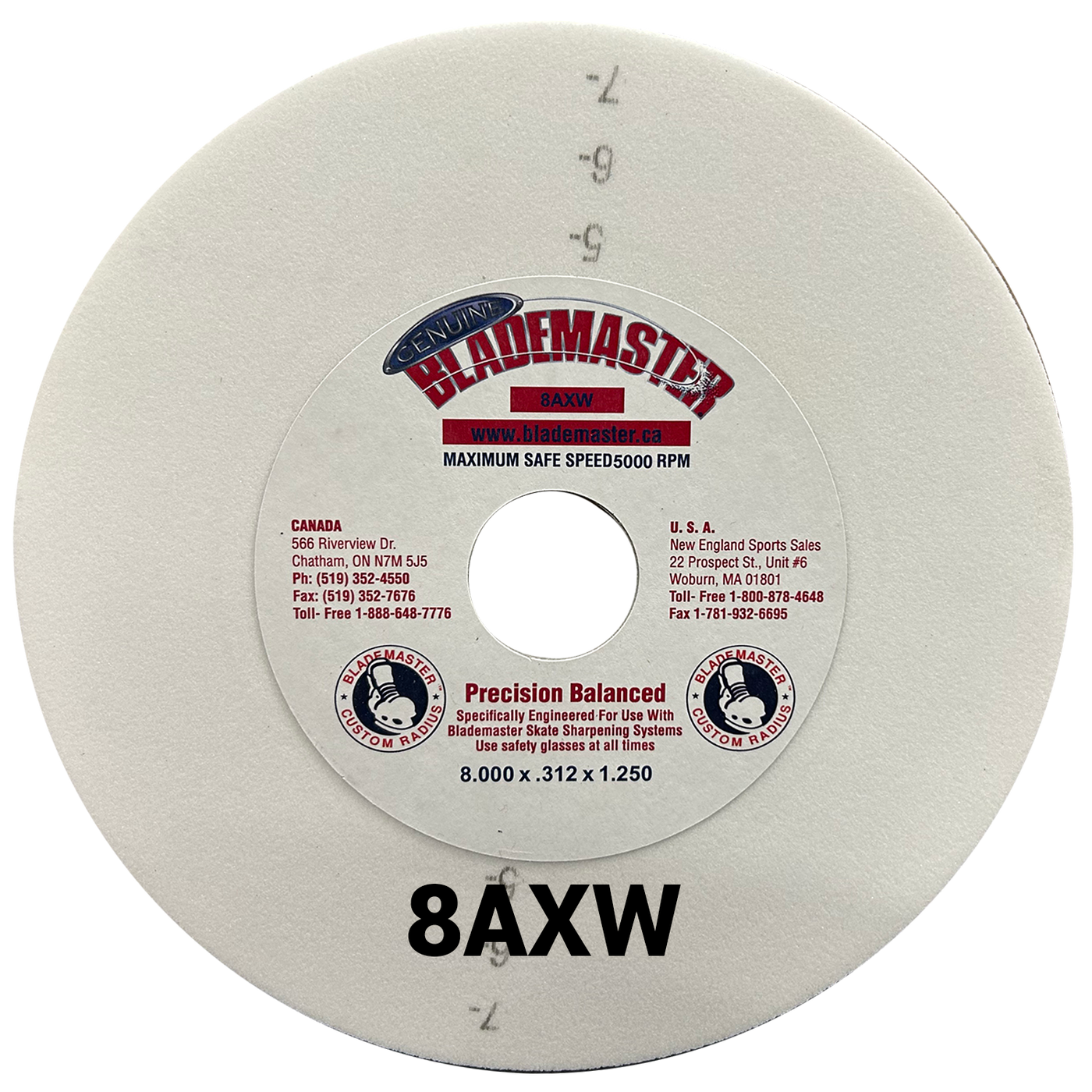 8AXW white skate sharpening grinding wheel