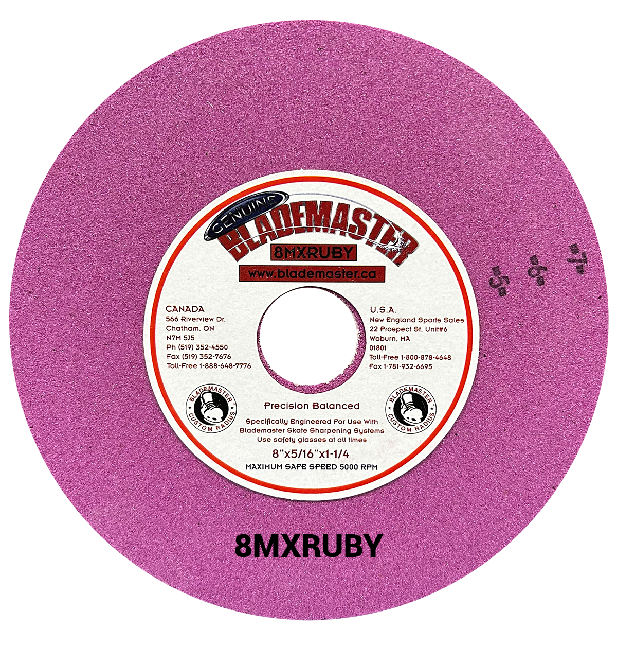 8" SKATE SHARPENING GRINDING WHEEL (RUBY RED)