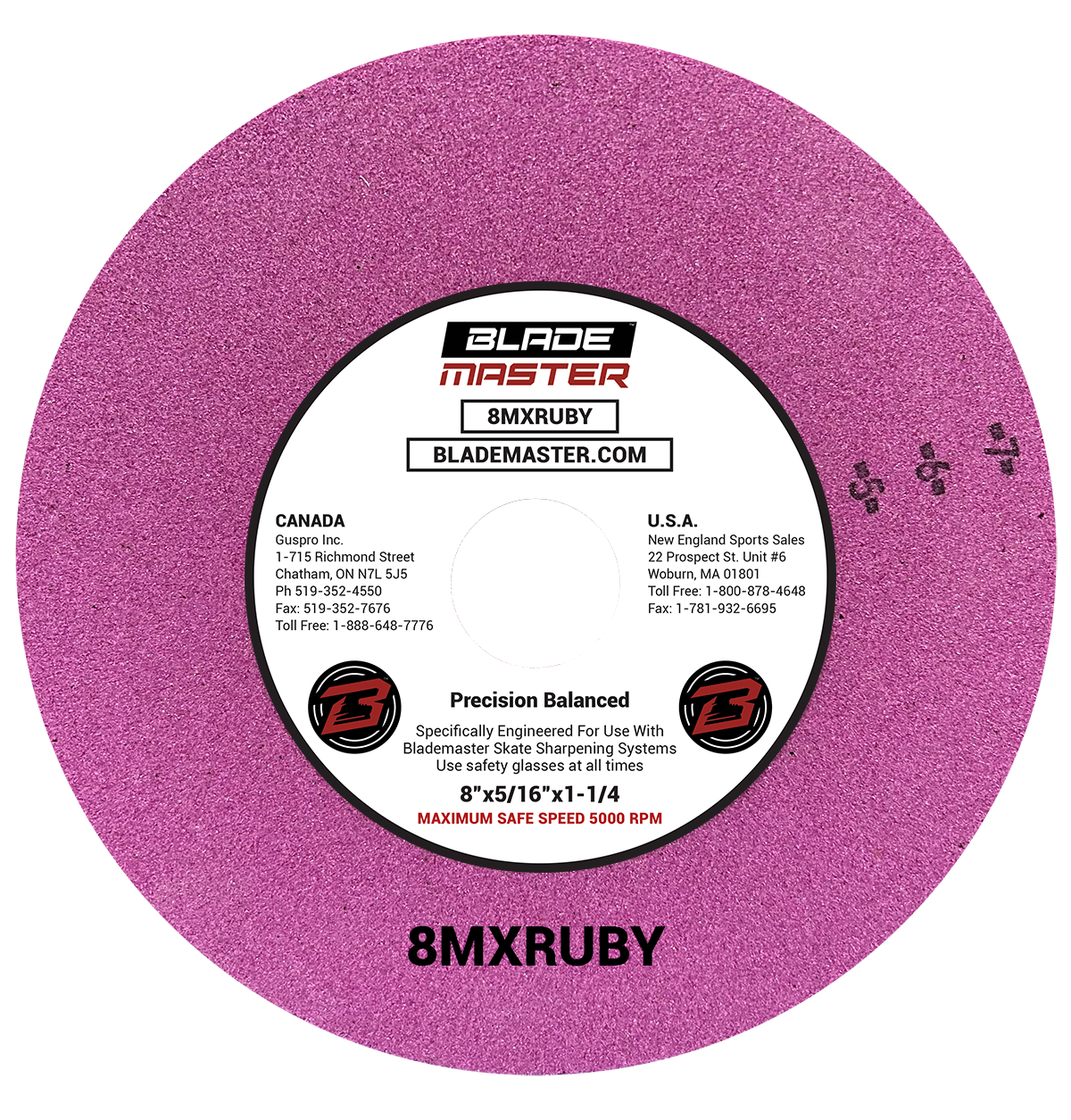 8" SKATE SHARPENING GRINDING WHEEL - RUBY RED (8MXRUBY)